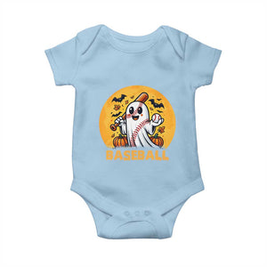 Funny Halloween Baseball Baby Onesie Cute Boo Playing Ball Gift TS12 Light Blue Print Your Wear