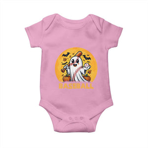 Funny Halloween Baseball Baby Onesie Cute Boo Playing Ball Gift TS12 Light Pink Print Your Wear