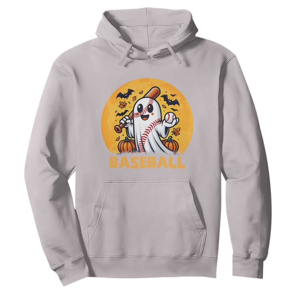 Funny Halloween Baseball Hoodie Cute Boo Playing Ball Gift TS12 Ice Gray Print Your Wear