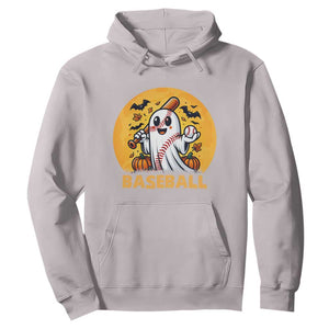 Funny Halloween Baseball Hoodie Cute Boo Playing Ball Gift TS12 Ice Gray Print Your Wear