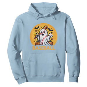 Funny Halloween Baseball Hoodie Cute Boo Playing Ball Gift TS12 Light Blue Print Your Wear
