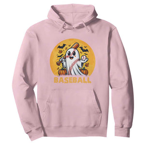 Funny Halloween Baseball Hoodie Cute Boo Playing Ball Gift TS12 Light Pink Print Your Wear