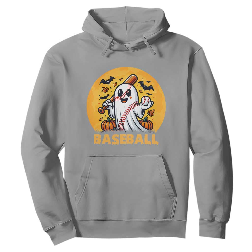 Funny Halloween Baseball Hoodie Cute Boo Playing Ball Gift TS12 Sport Gray Print Your Wear