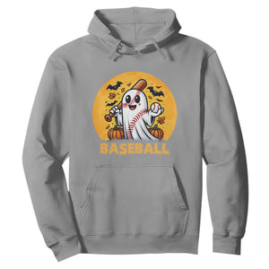 Funny Halloween Baseball Hoodie Cute Boo Playing Ball Gift TS12 Sport Gray Print Your Wear