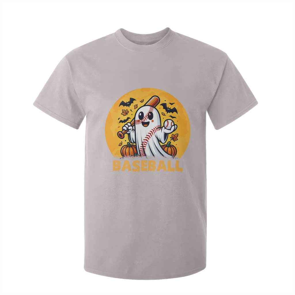 Funny Halloween Baseball T Shirt For Kid Cute Boo Playing Ball Gift TS12 Ice Gray Print Your Wear