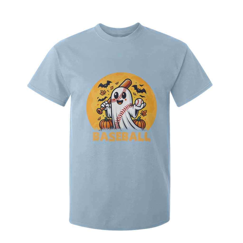 Funny Halloween Baseball T Shirt For Kid Cute Boo Playing Ball Gift TS12 Light Blue Print Your Wear