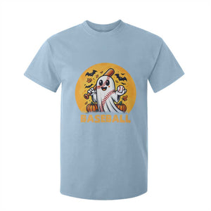 Funny Halloween Baseball T Shirt For Kid Cute Boo Playing Ball Gift TS12 Light Blue Print Your Wear