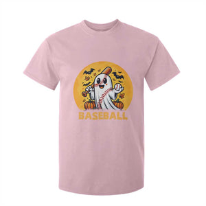 Funny Halloween Baseball T Shirt For Kid Cute Boo Playing Ball Gift TS12 Light Pink Print Your Wear