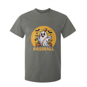 Funny Halloween Baseball T Shirt For Kid Cute Boo Playing Ball Gift TS12 Military Green Print Your Wear