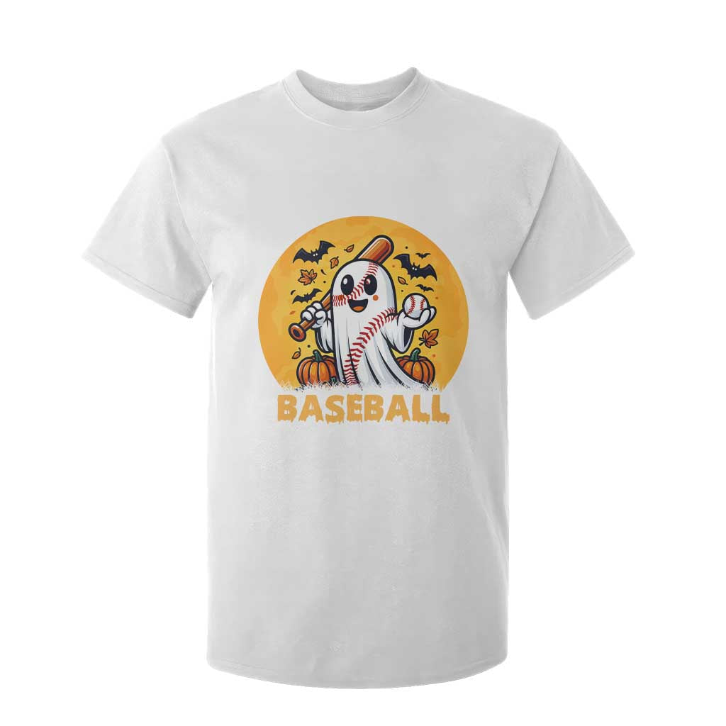 Funny Halloween Baseball T Shirt For Kid Cute Boo Playing Ball Gift TS12 White Print Your Wear