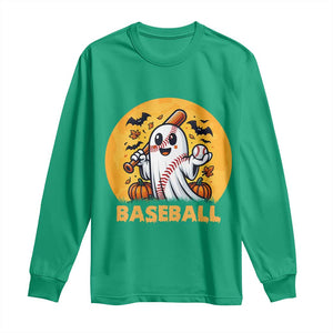 Funny Halloween Baseball Long Sleeve Shirt Cute Boo Playing Ball Gift TS12 Irish Green Print Your Wear
