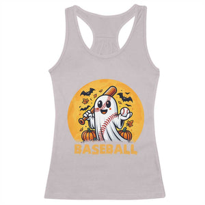 Funny Halloween Baseball Racerback Tank Top Cute Boo Playing Ball Gift TS12 Ice Gray Print Your Wear