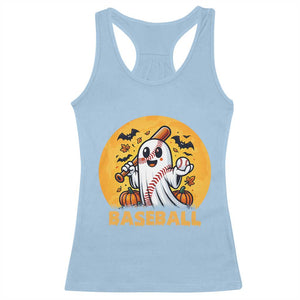 Funny Halloween Baseball Racerback Tank Top Cute Boo Playing Ball Gift TS12 Light Blue Print Your Wear