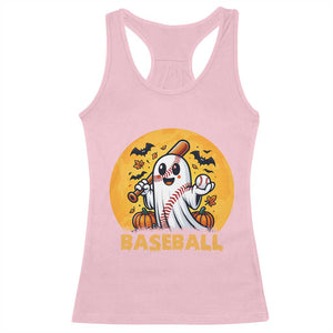 Funny Halloween Baseball Racerback Tank Top Cute Boo Playing Ball Gift TS12 Light Pink Print Your Wear