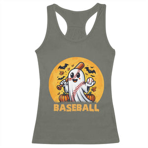 Funny Halloween Baseball Racerback Tank Top Cute Boo Playing Ball Gift TS12 Military Green Print Your Wear