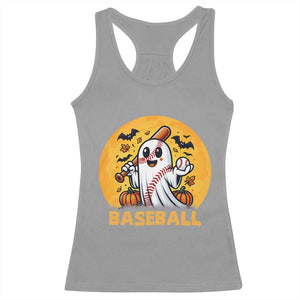 Funny Halloween Baseball Racerback Tank Top Cute Boo Playing Ball Gift TS12 Sport Gray Print Your Wear