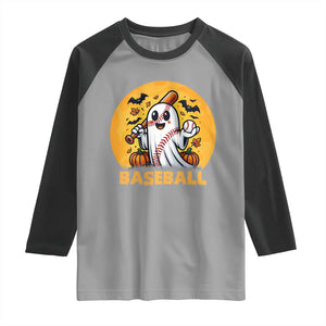 Funny Halloween Baseball Raglan Shirt Cute Boo Playing Ball Gift TS12 Sport Gray Black Print Your Wear