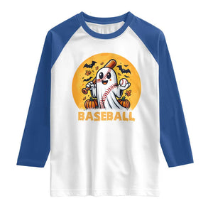 Funny Halloween Baseball Raglan Shirt Cute Boo Playing Ball Gift TS12 White Royal Print Your Wear
