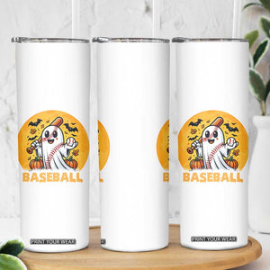 Funny Halloween Baseball Skinny Tumbler Cute Boo Playing Ball Gift TS12 Print Your Wear