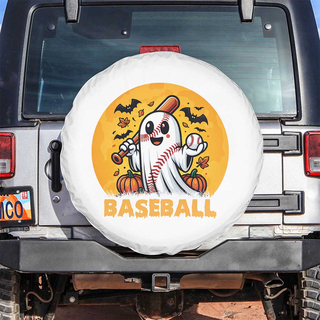 Funny Halloween Baseball Spare Tire Cover Cute Boo Playing Ball Gift TS12 No hole White Print Your Wear