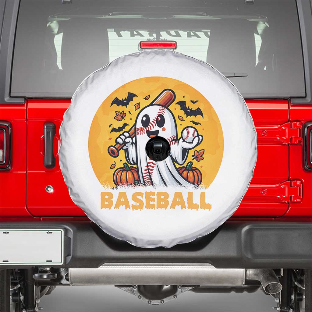 Funny Halloween Baseball Spare Tire Cover Cute Boo Playing Ball Gift TS12 White Print Your Wear