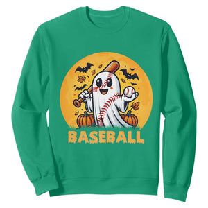 Funny Halloween Baseball Sweatshirt Cute Boo Playing Ball Gift TS12 Irish Green Print Your Wear