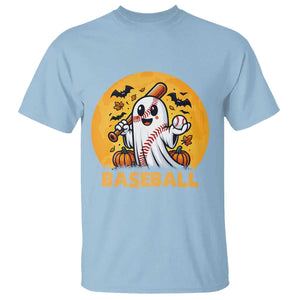 Funny Halloween Baseball T Shirt Cute Boo Playing Ball Gift TS12 Light Blue Print Your Wear