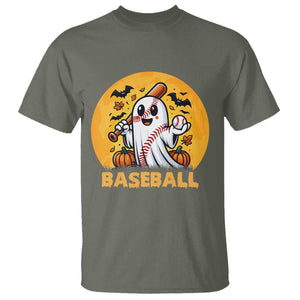 Funny Halloween Baseball T Shirt Cute Boo Playing Ball Gift TS12 Military Green Print Your Wear