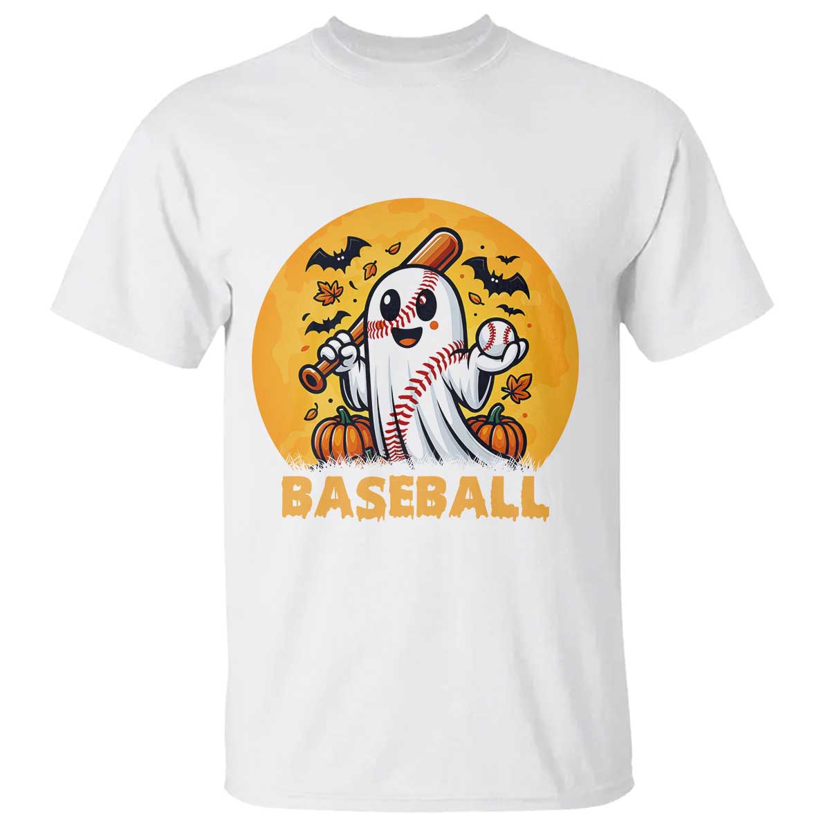 Funny Halloween Baseball T Shirt Cute Boo Playing Ball Gift TS12 White Print Your Wear