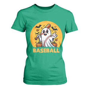 Funny Halloween Baseball T Shirt For Women Cute Boo Playing Ball Gift TS12 Irish Green Print Your Wear