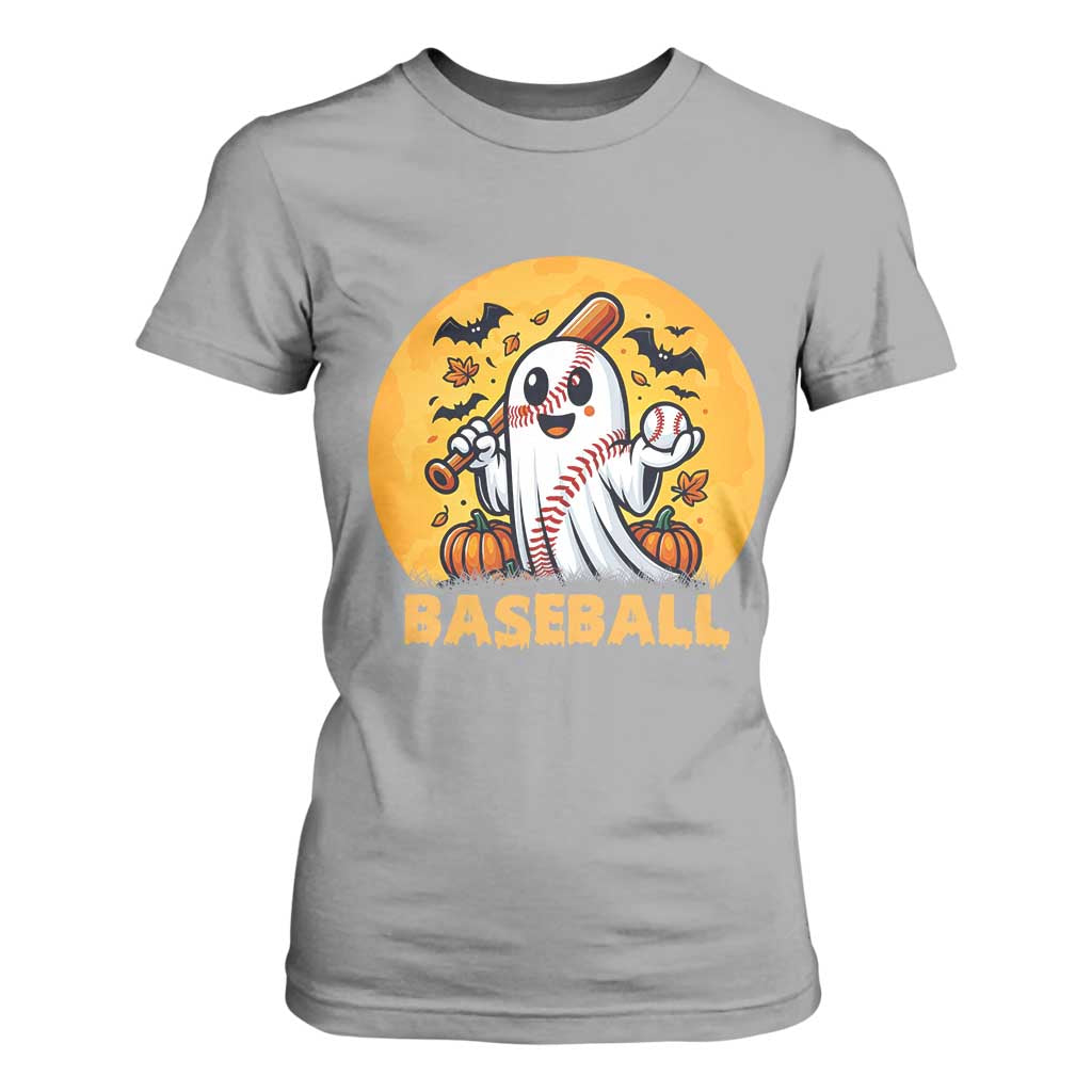 Funny Halloween Baseball T Shirt For Women Cute Boo Playing Ball Gift TS12 Sport Gray Print Your Wear