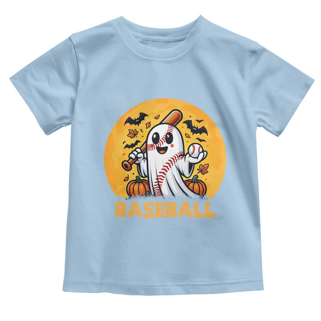 Funny Halloween Baseball Toddler T Shirt Cute Boo Playing Ball Gift TS12 Light Blue Print Your Wear