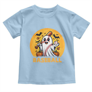 Funny Halloween Baseball Toddler T Shirt Cute Boo Playing Ball Gift TS12 Light Blue Print Your Wear