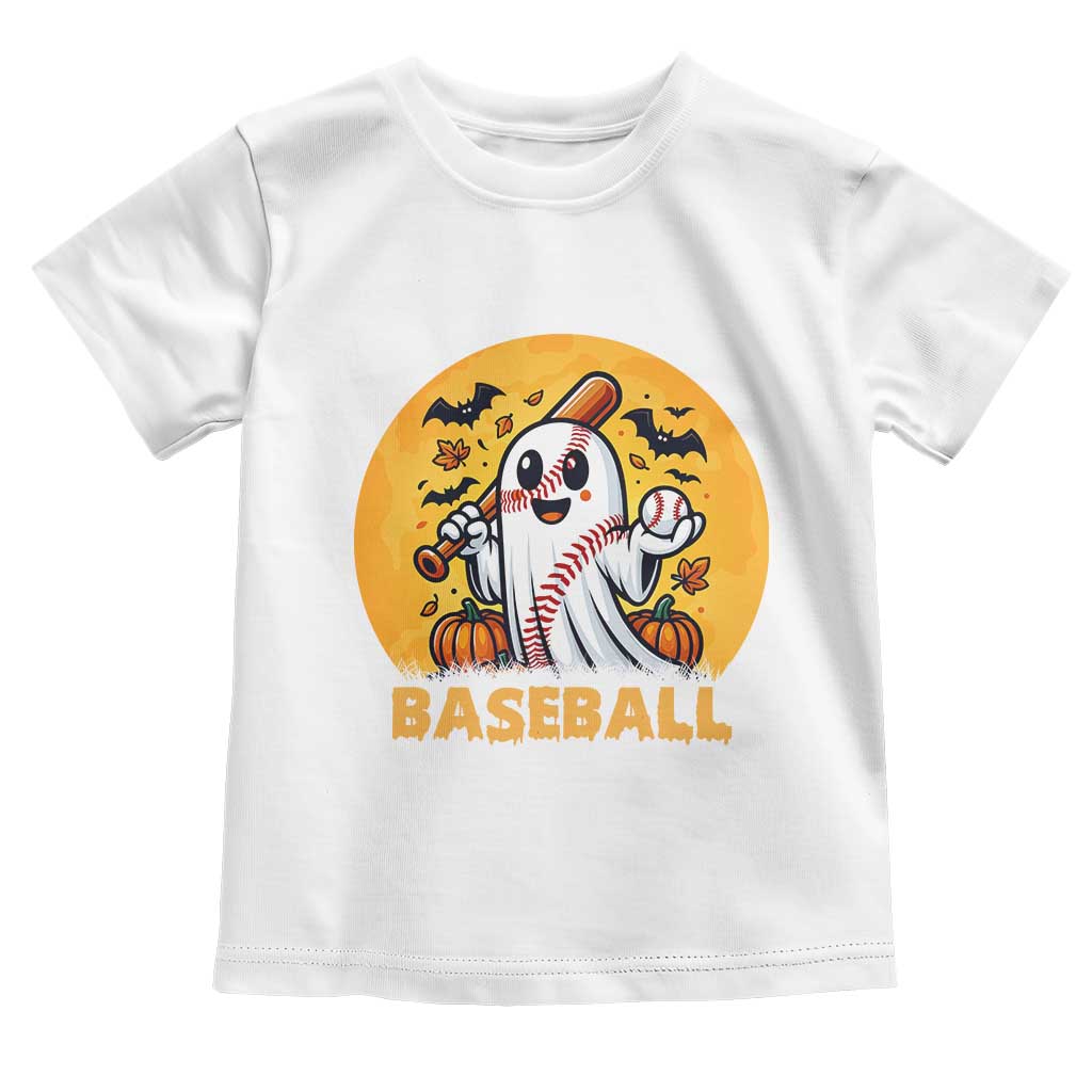 Funny Halloween Baseball Toddler T Shirt Cute Boo Playing Ball Gift TS12 White Print Your Wear