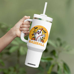 Funny Halloween Baseball Tumbler With Handle Cute Boo Playing Ball Gift TS12 Print Your Wear