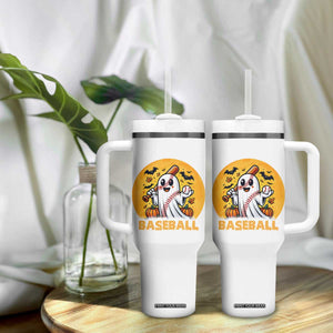Funny Halloween Baseball Tumbler With Handle Cute Boo Playing Ball Gift TS12 Print Your Wear