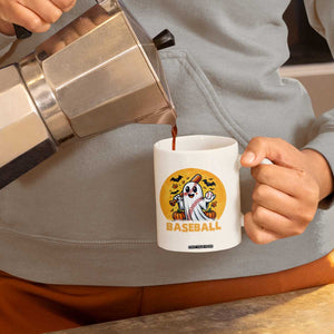 Funny Halloween Baseball Coffee Mug Cute Boo Playing Ball Gift TS12 Print Your Wear