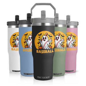 Funny Halloween Baseball Flip Straw Tumbler Cute Boo Playing Ball Gift TS12 Print Your Wear