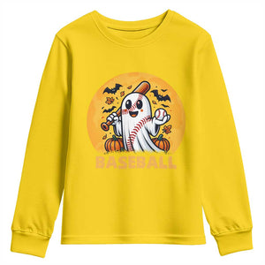 Funny Halloween Baseball Youth Sweatshirt Cute Boo Playing Ball Gift TS12 Daisy Print Your Wear