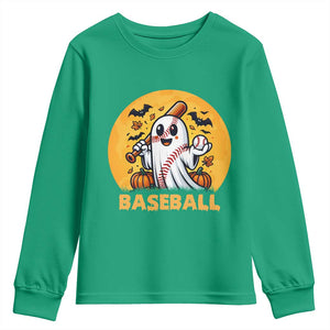 Funny Halloween Baseball Youth Sweatshirt Cute Boo Playing Ball Gift TS12 Irish Green Print Your Wear