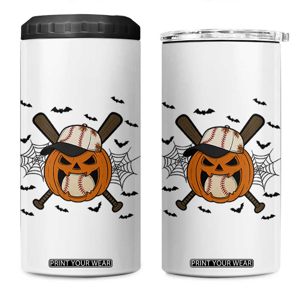 Creepy Jack O Lantern Baseball 4 in 1 Can Cooler Tumbler Halloween Gift TS12 One Size: 16 oz White Print Your Wear