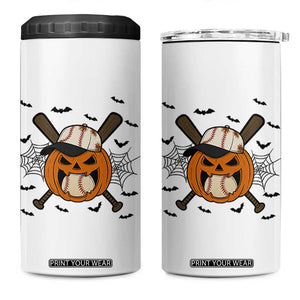Creepy Jack O Lantern Baseball 4 in 1 Can Cooler Tumbler Halloween Gift TS12 One Size: 16 oz White Print Your Wear