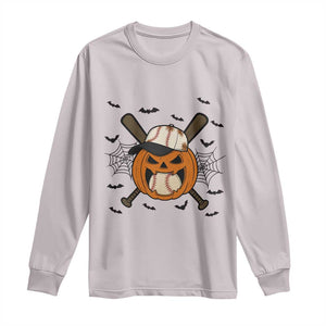 Creepy Jack O Lantern Baseball Long Sleeve Shirt Halloween Gift TS12 Ice Gray Print Your Wear
