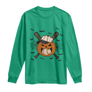 Creepy Jack O Lantern Baseball Long Sleeve Shirt Halloween Gift TS12 Irish Green Print Your Wear