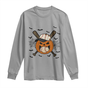 Creepy Jack O Lantern Baseball Long Sleeve Shirt Halloween Gift TS12 Sport Gray Print Your Wear