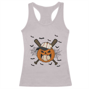 Creepy Jack O Lantern Baseball Racerback Tank Top Halloween Gift TS12 Ice Gray Print Your Wear