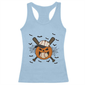 Creepy Jack O Lantern Baseball Racerback Tank Top Halloween Gift TS12 Light Blue Print Your Wear