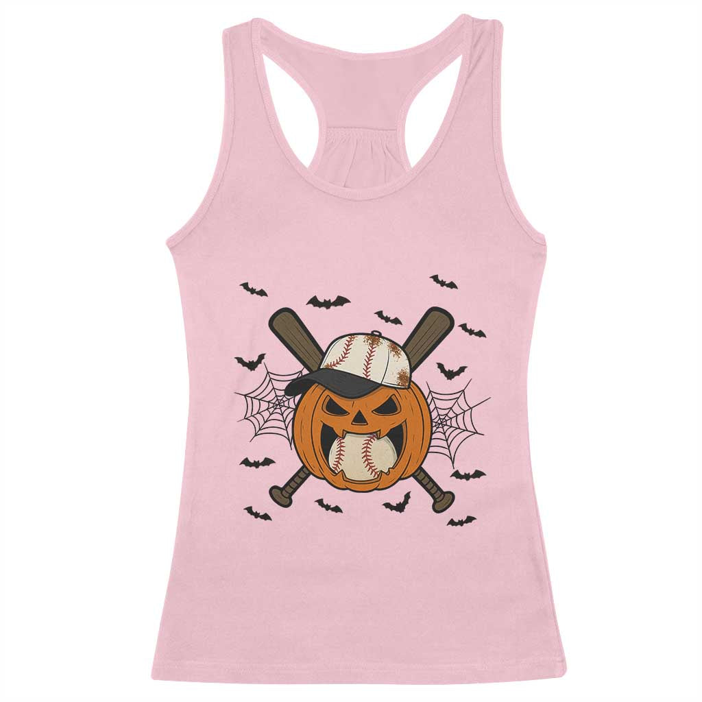 Creepy Jack O Lantern Baseball Racerback Tank Top Halloween Gift TS12 Light Pink Print Your Wear