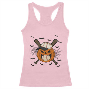Creepy Jack O Lantern Baseball Racerback Tank Top Halloween Gift TS12 Light Pink Print Your Wear