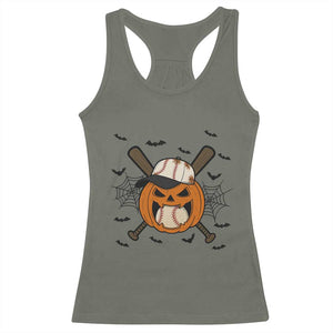 Creepy Jack O Lantern Baseball Racerback Tank Top Halloween Gift TS12 Military Green Print Your Wear